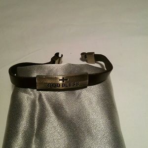 Leather bracelet with brass slider